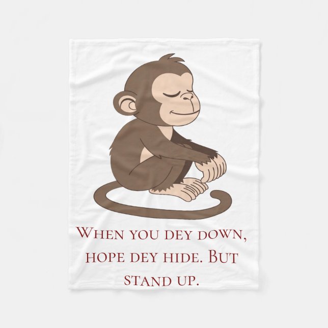 Calm Mind Monkey Fleece Blanket (Front)