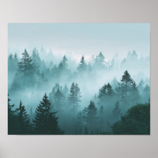 Calm Misty Forest Landscape Wall Art
