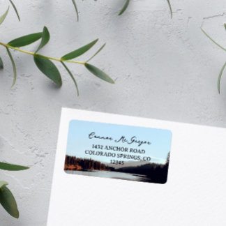 Calm Mountain Lake Forest Landscape Label