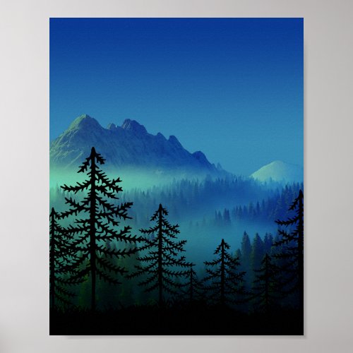 CALM MOUNTAIN MIDNIGHT FOREST  POSTER
