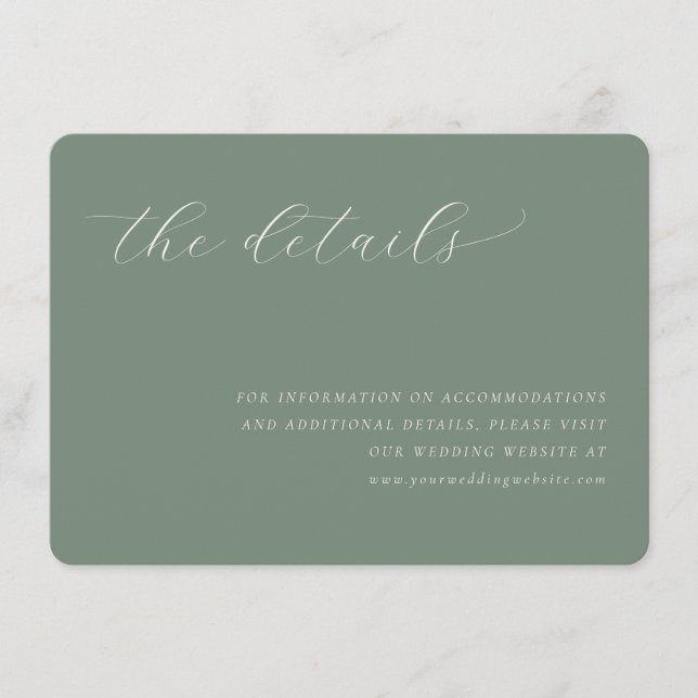 Calm Muted Green Minimalist Wedding Website Card (Front)