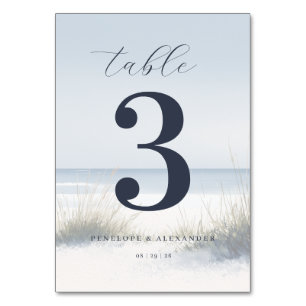 Calm Navy Beach Table Number