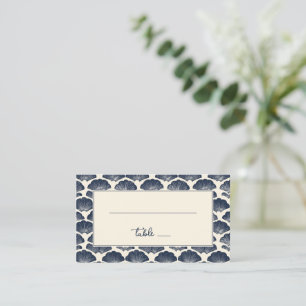 Calm Navy Nautical Seashell Border Place Card