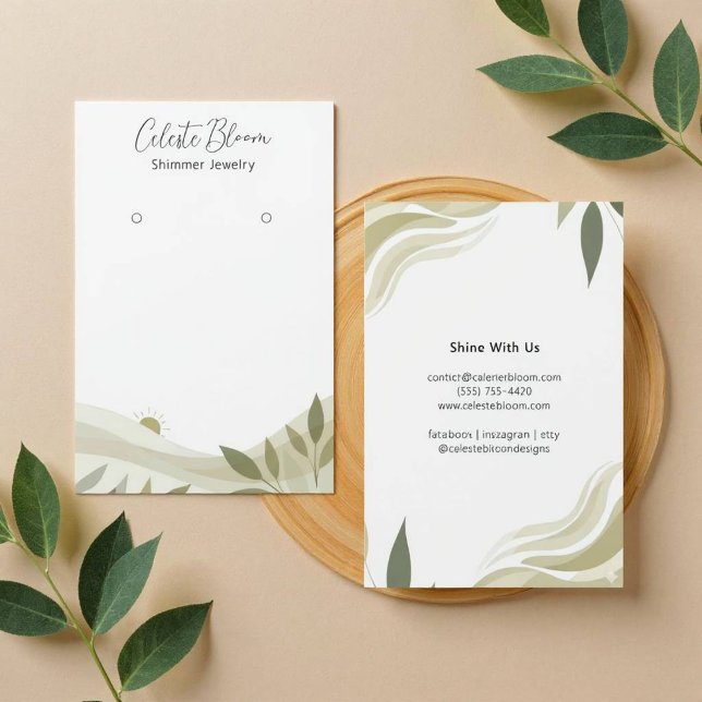 Calm Neutral Foliage Waves Artwork Card (Waves Foliage Pattern)