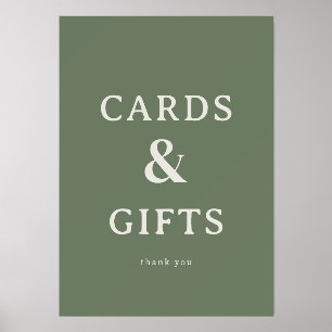 Calm Olive Green Minimalist Thank You Card Holder