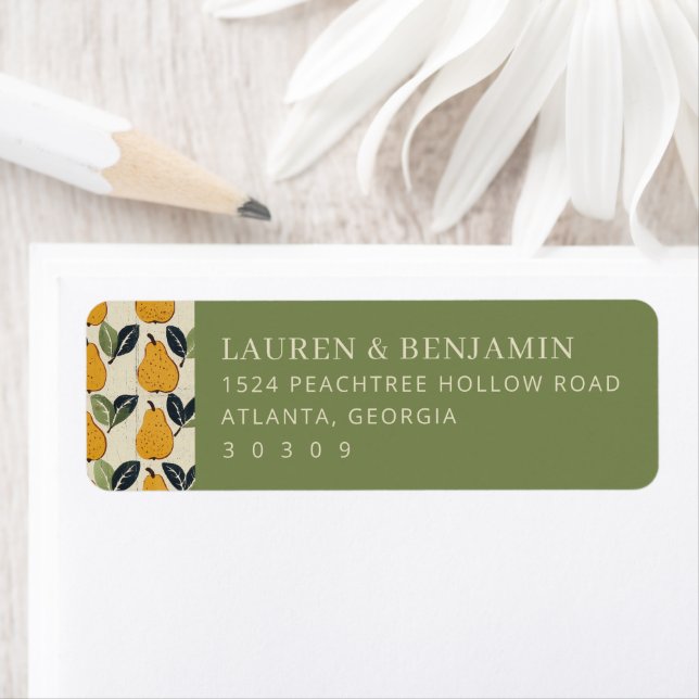 Calm Olive Pear Illustration Label (Insitu)
