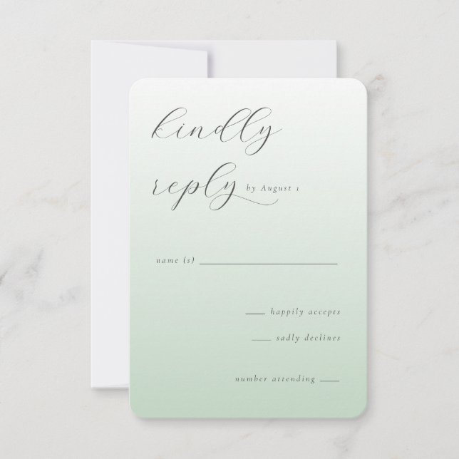 Calm Pastel Green Minimalist RSVP Card (Front)