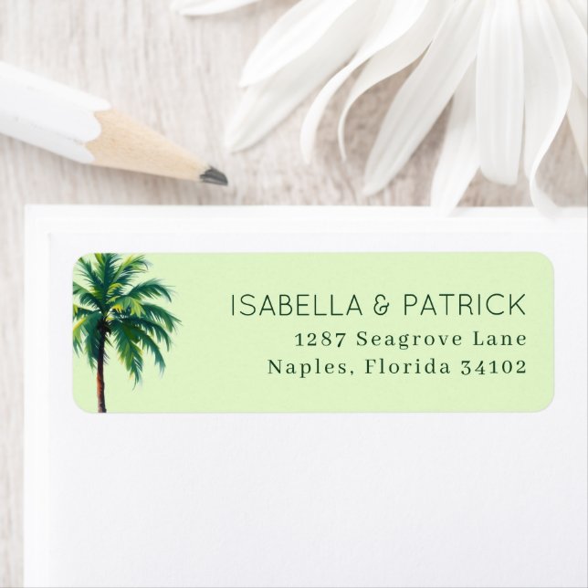 Calm Pastel Green Palm Tree Label (Insitu)