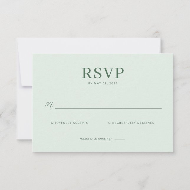 Calm Pastel Green RSVP Card (Front)