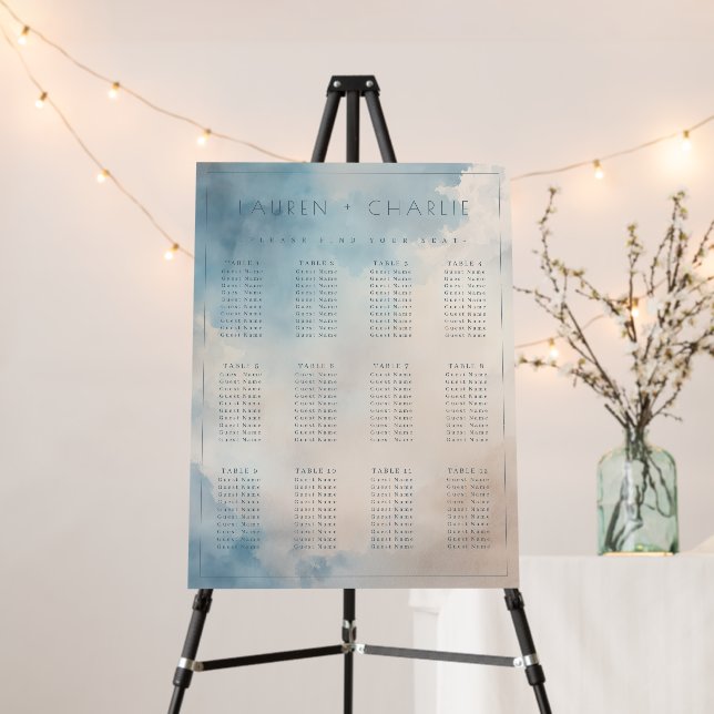 Calm Pastel Seating Chart Foam Board (In Situ (Stand))