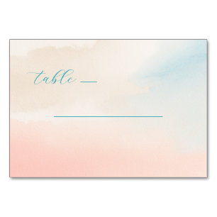 Calm Pastel Watercolor Lines Table Number