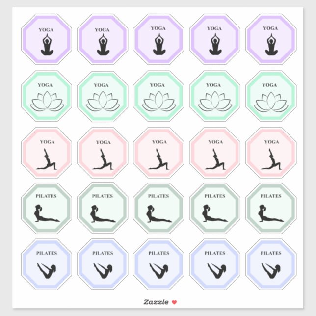 Calm Pastel Yoga and Pilates Planner Stickers (Sheet)