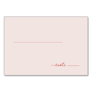Calm Peach Minimalist Table Sign Number