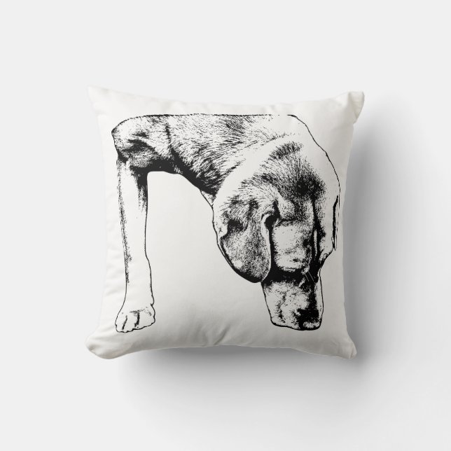 Calm Pillow, Curious Pup Throw Pillow (Front)