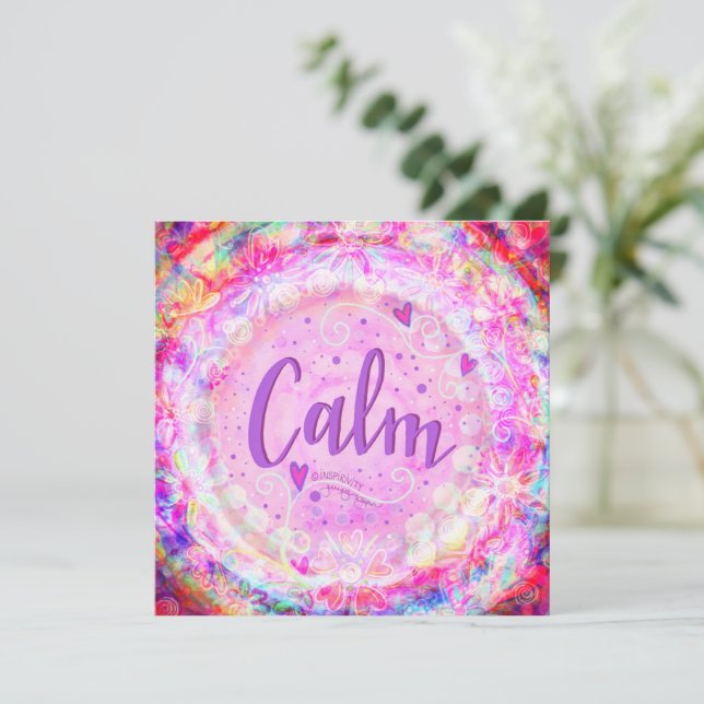 Calm Pink Floral Inspirational Pretty Thank You Card (Standing Front)