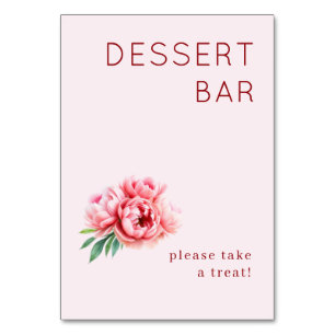 Calm Pink Minimalist Peony Illustration Table Number