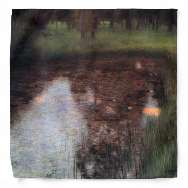 Calm Pond on Kammer Castle Grounds, Gustav Klimt Bandana (Front)