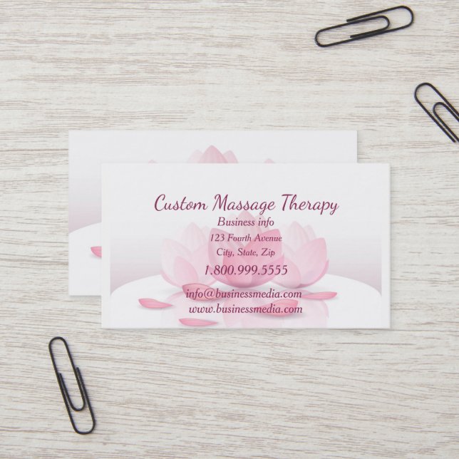 Calm Quiet Beautiful Peaceful Lotus Flower Business Card (Front/Back In Situ)