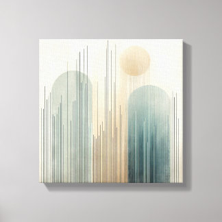 Calm Rainfall Lines with Minimal Earthy Blue Tones Canvas Print