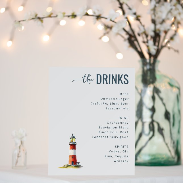 Calm Red Watercolor Lighthouse Foam Board (In Situ (Wedding))