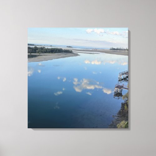 Calm River Scene Cloud Reflections Canvas Print