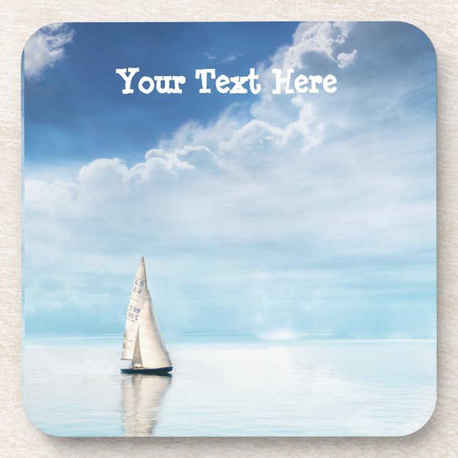 Calm Sailing with Bluest Skies Beverage Coaster (Front)