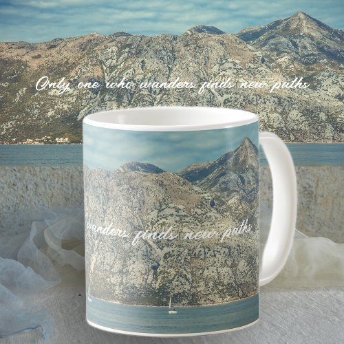 Calm Sea and Beautiful Mountains Coffee Mug