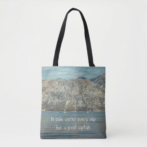 Calm Sea and Beautiful Mountains Tote Bag