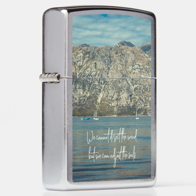 Calm Sea and Beautiful Mountains Zippo Lighter (Right)
