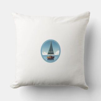 Calm Sea Boat with Peace Quote  Throw Pillow