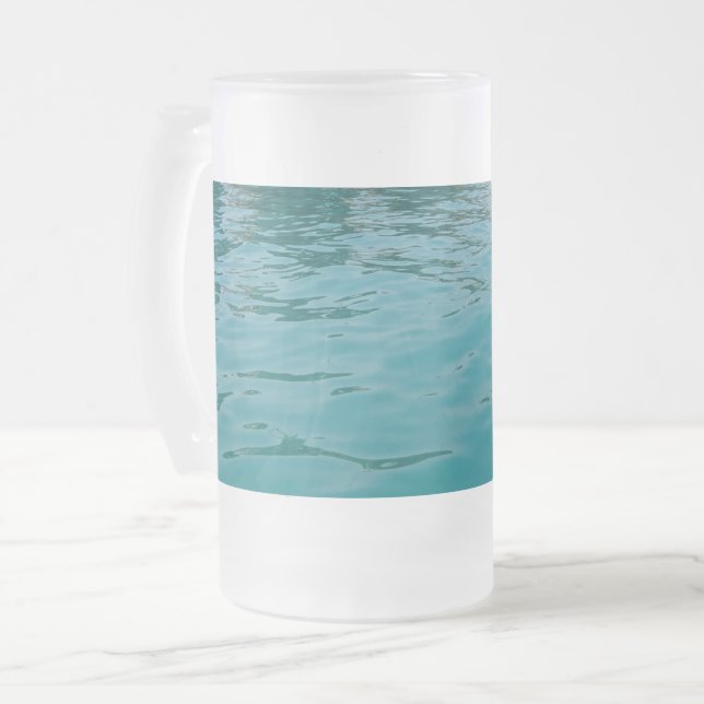Calm Sea Frosted 16 oz Frosted Glass Mug (Front Left)