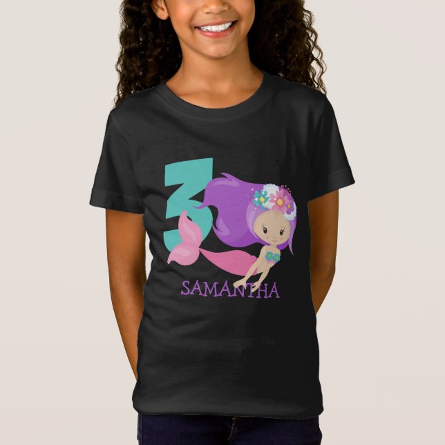   Calm seas 3rd Mermaid birthday  T-Shirt (Front)