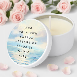 Calm seas ocean sunrise painting custom message mini candle favors