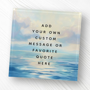 Calm seas ocean sunrise painting custom message paperweight