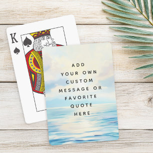 Calm seas ocean sunrise painting custom message poker cards