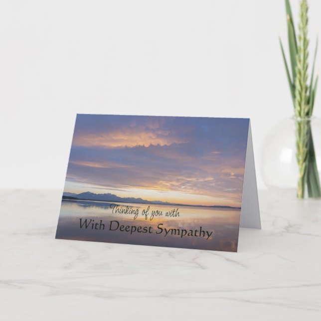 Calm Serene Landscape Lake Sunrise Sympathy Card (Front)