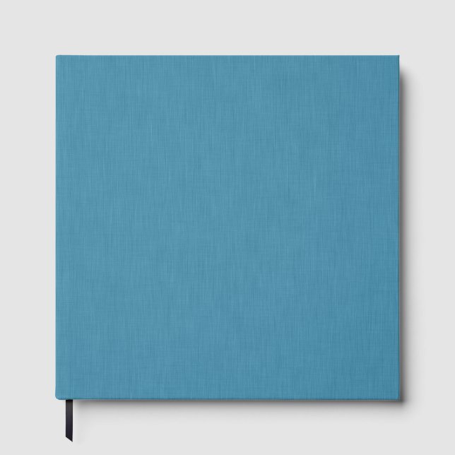 Calm & simple Blue linen textured background  Guest Book (Front)