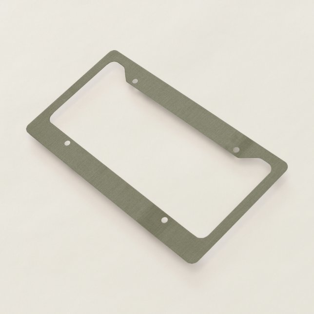 Calm & simple olive green textured background  license plate frame (3/4)