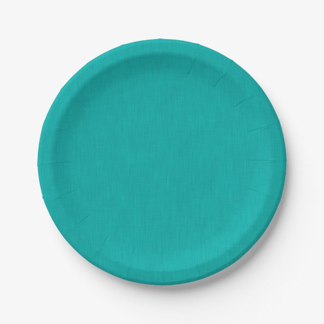 Calm & simple  Turquoise textured background  Paper Plates (Front)