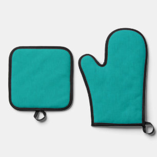 Calm & simple visual teal textured background oven mitt & pot holder set