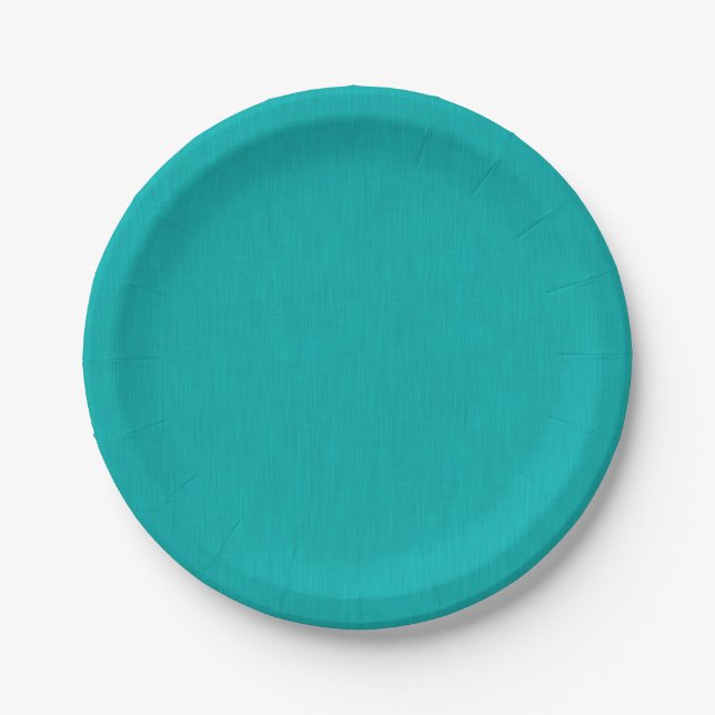 Calm & simple visual teal textured background  paper plates (Front)