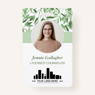 Calm Soft Green Greenery Round ID Photo Logo Badge