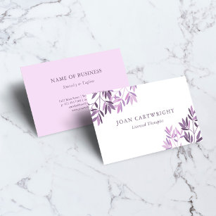 Calm Soft Purple Greenery Leaves - Therapist Business Card