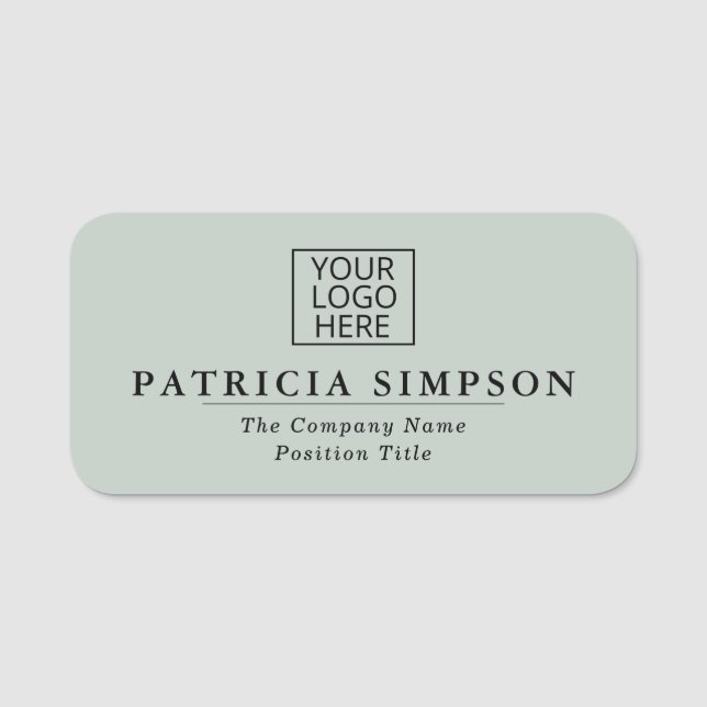 Calm Soft Sky Blue Black Professional Name Tag (Front)