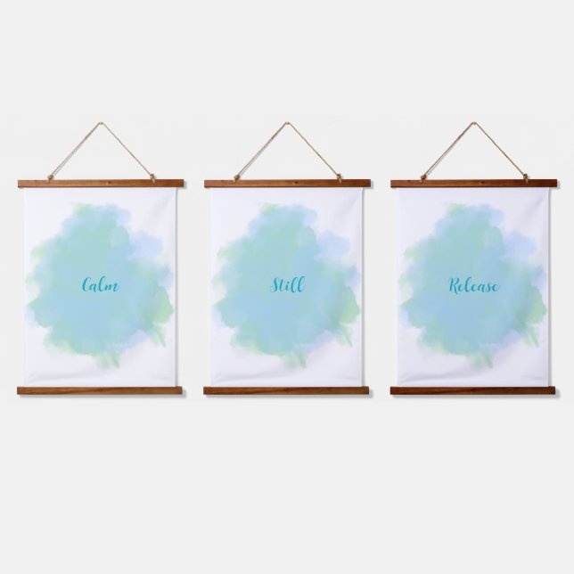 Calm Still Release Wall Art Tapestries Blue Green (Triple)