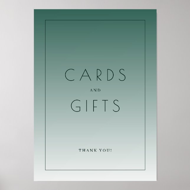 Calm Teal Gradient Thank You Card Holder (Front)