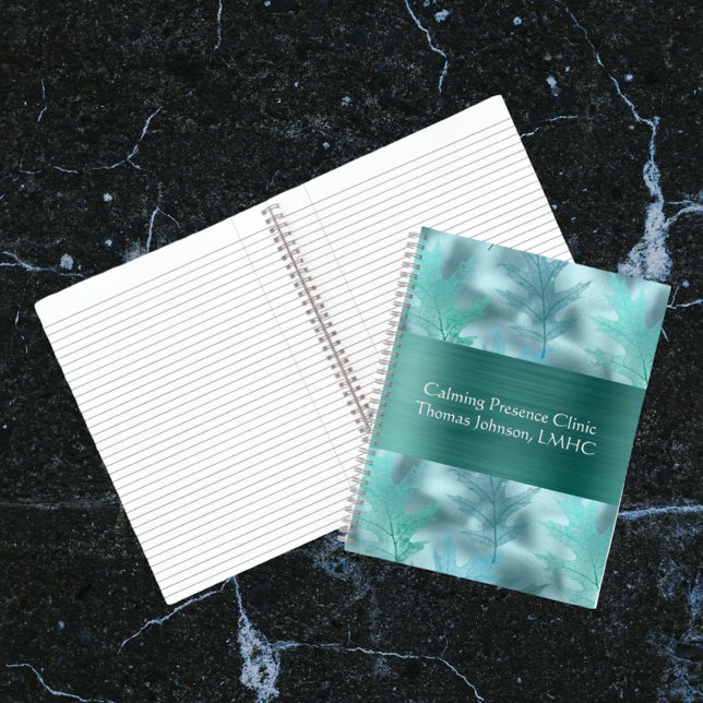 Calm Teal Leafy Shimmer Psychotherapy or Counselor Notebook (Creator Uploaded)