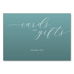 Calm Teal Minimalist Gratitude Sign Table Number