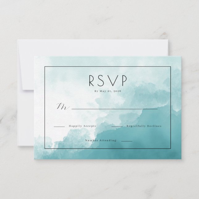 Calm Teal Watercolor RSVP Card (Front)