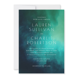 Calm Teal Watercolor Wedding Invitation